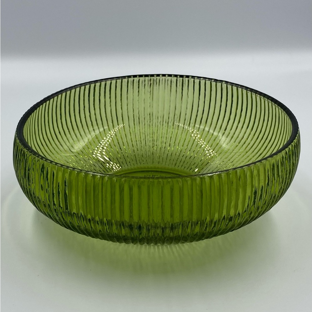 Vintage Green Ribbed Bowl. E.O. Brody.
